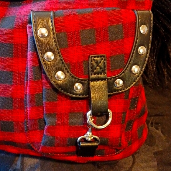 DOLLSKILL LOST QUEEN RED/BLACK TARTAN BACK PACK LOTS OF DETAIL LAST ONE SOLD OUT - Picture 4 of 12